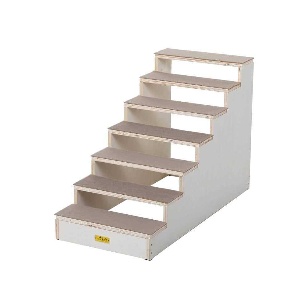 Wood 7-Step Dog Stairs with Carpet I34818