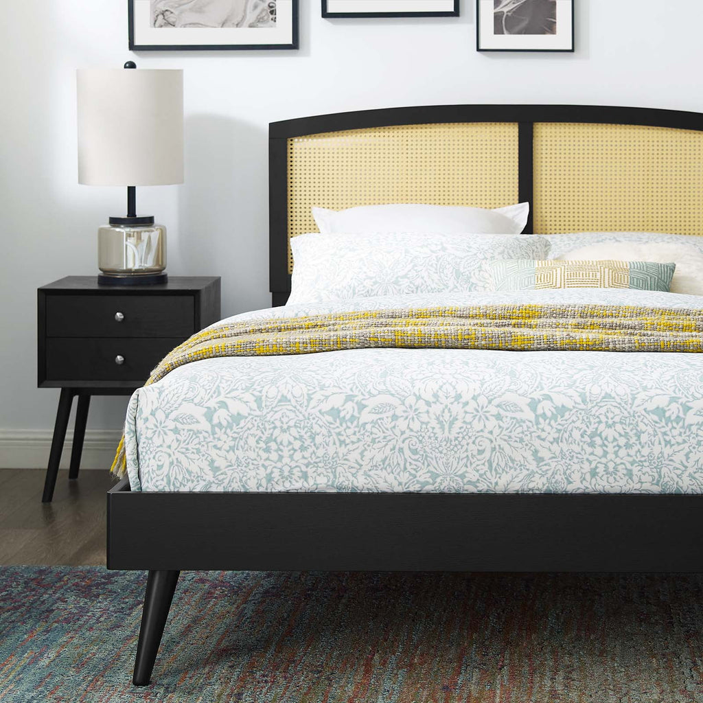 Black Wood Full Size Platform Bed Frame K432683