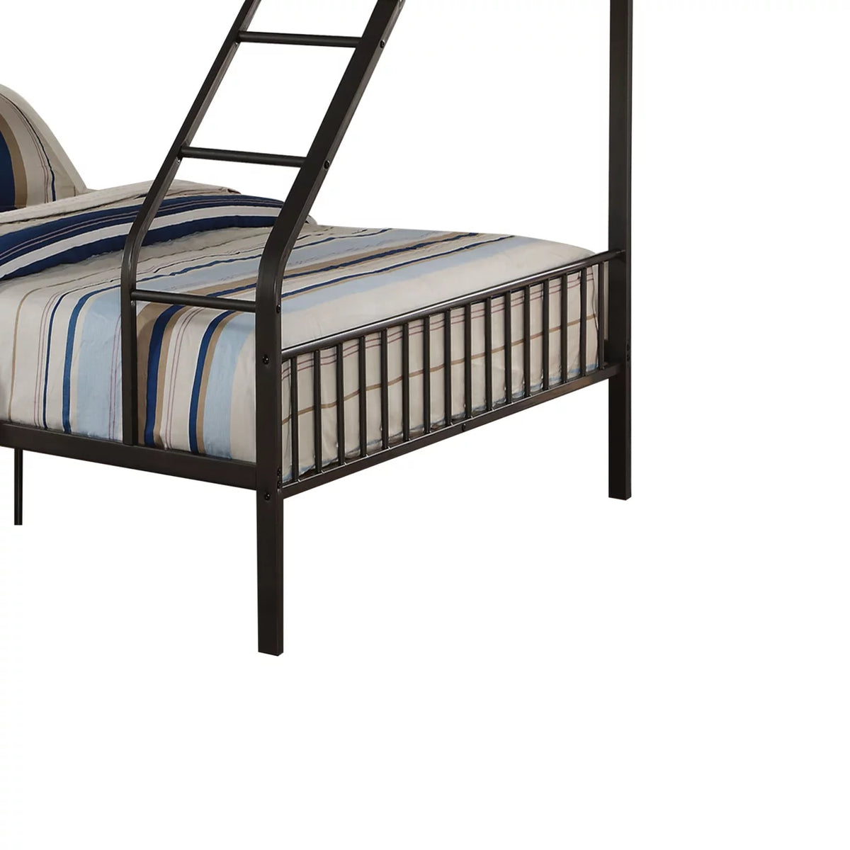 Twin over Queen Size Metal Bunk Bed with Guardrail and Ladder Q5925