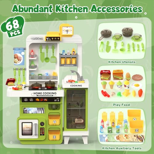 68 PCS Toddler Kitchen Playset with Light & Sound U1712