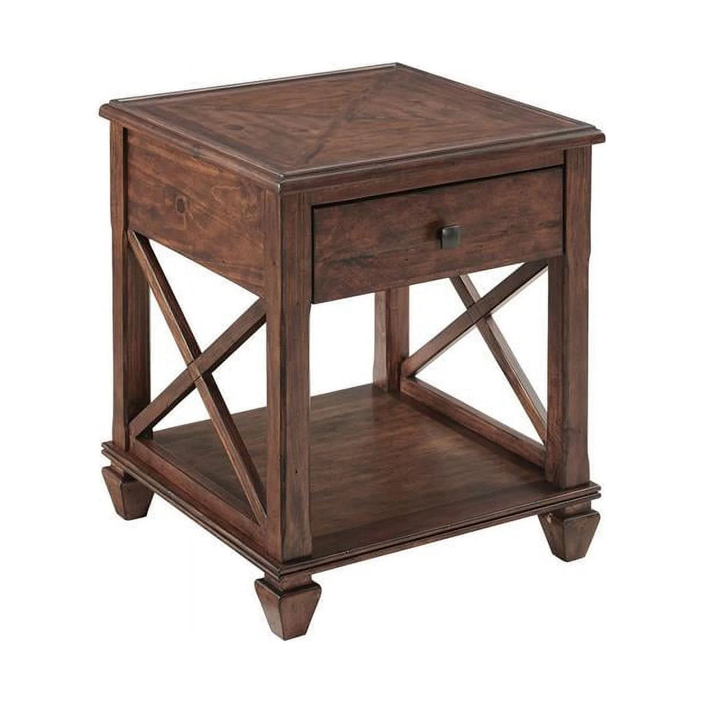 21" Square Wood End Table with Drawer Set of 2 I4928