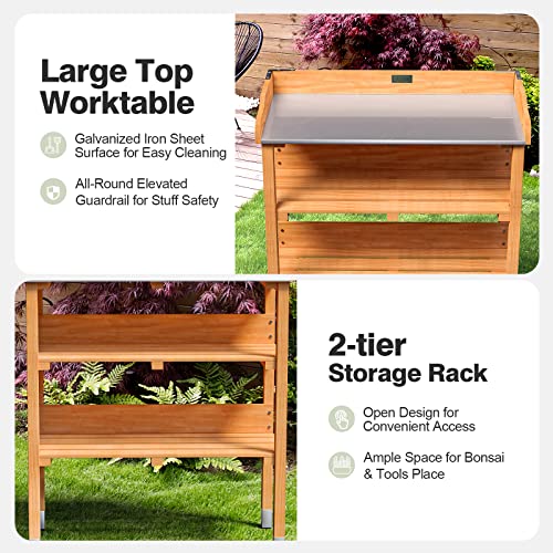 3 Tier Wooden Potting Bench with Hooks P997572