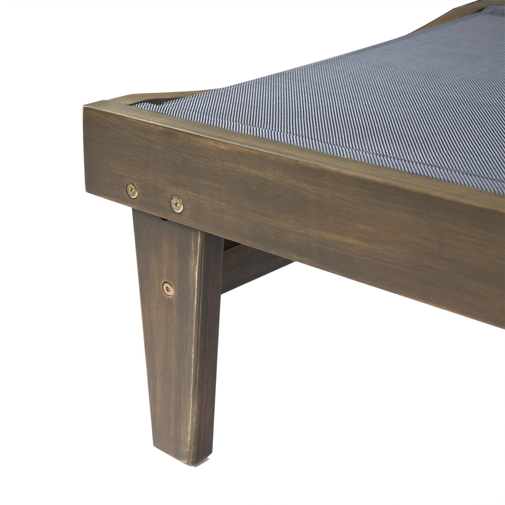 Gray Acacia Wood Mesh Chaise Lounge Y138596