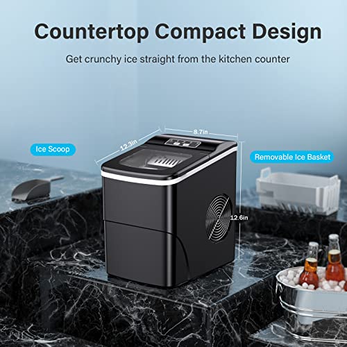 Countertop Ice Maker Machine, 26Lbs/24H Self-Cleaning, 9 Cubes in 6mins, Black M45608