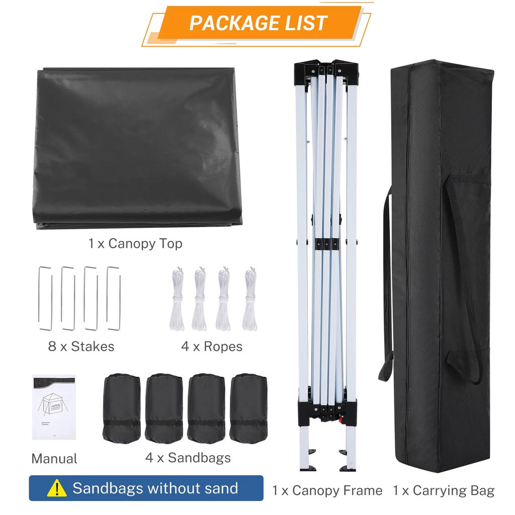 10 x 10 FT Black Pop-Up Canopy with Carrying Bag E2716