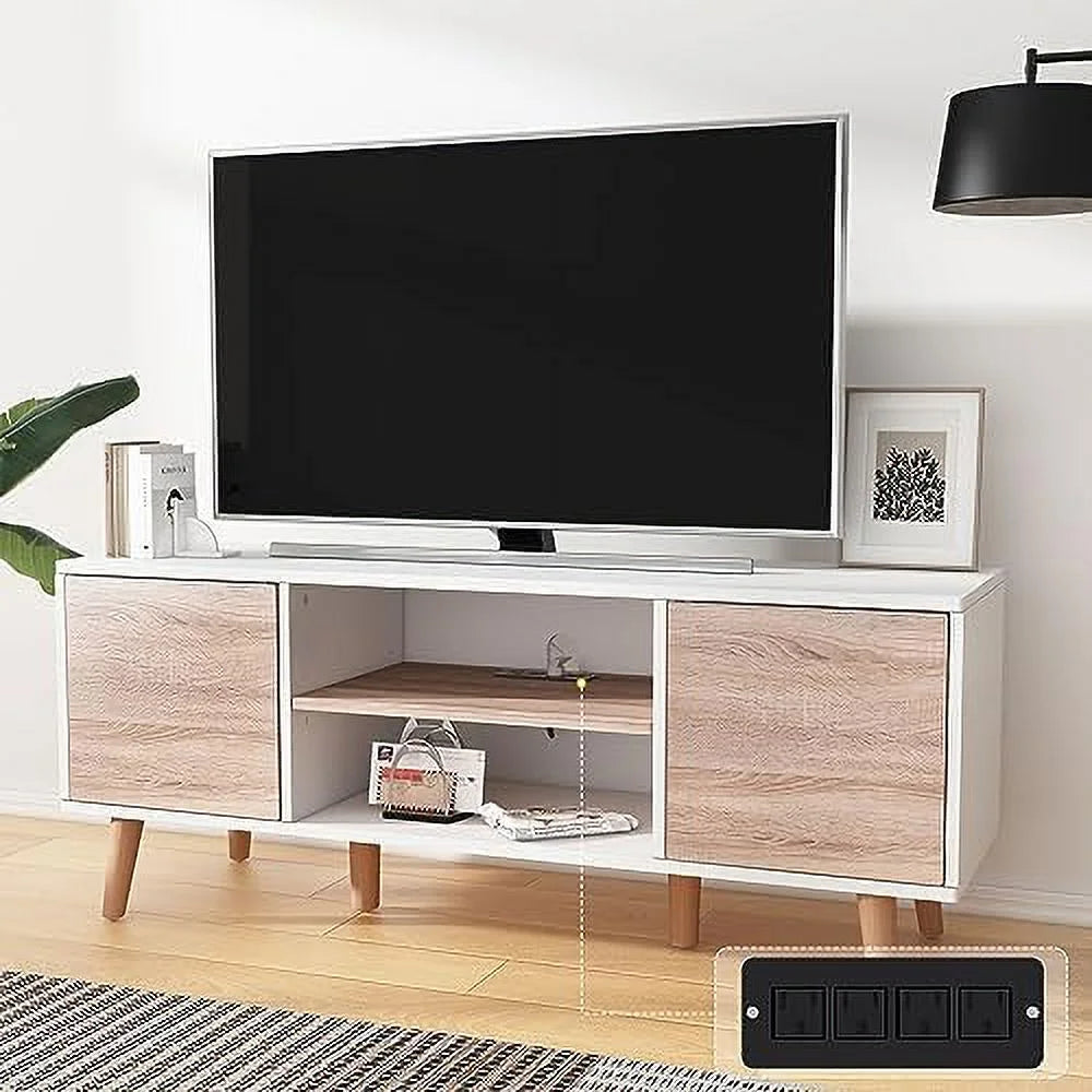 Black Walnut TV Stand with Push Up Doors M1408