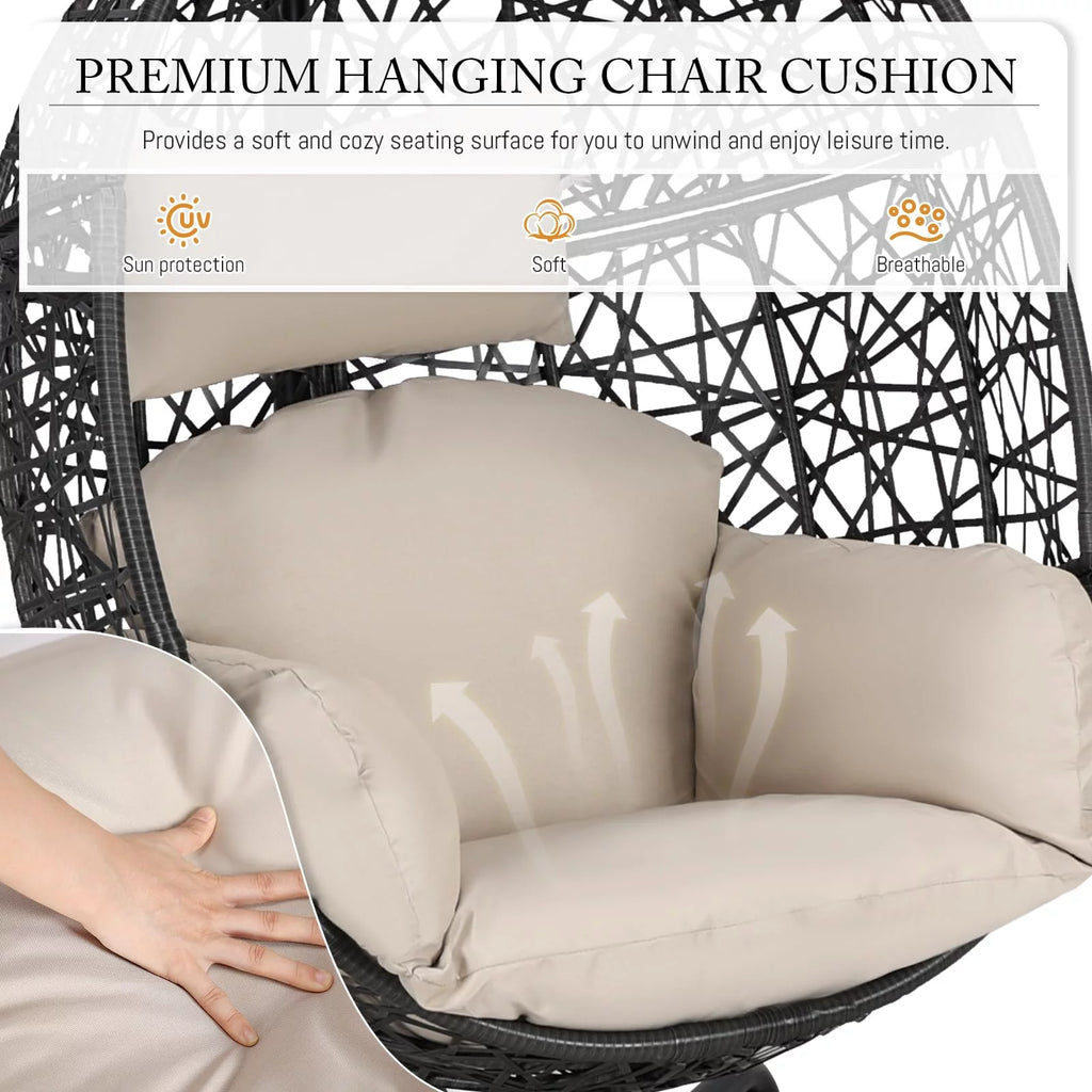Oversized Black Hanging Swing Egg Chair with Stand T763