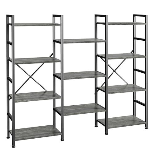 4 Tier Rustic Brown Bookshelf with 11 Open Shelves P100