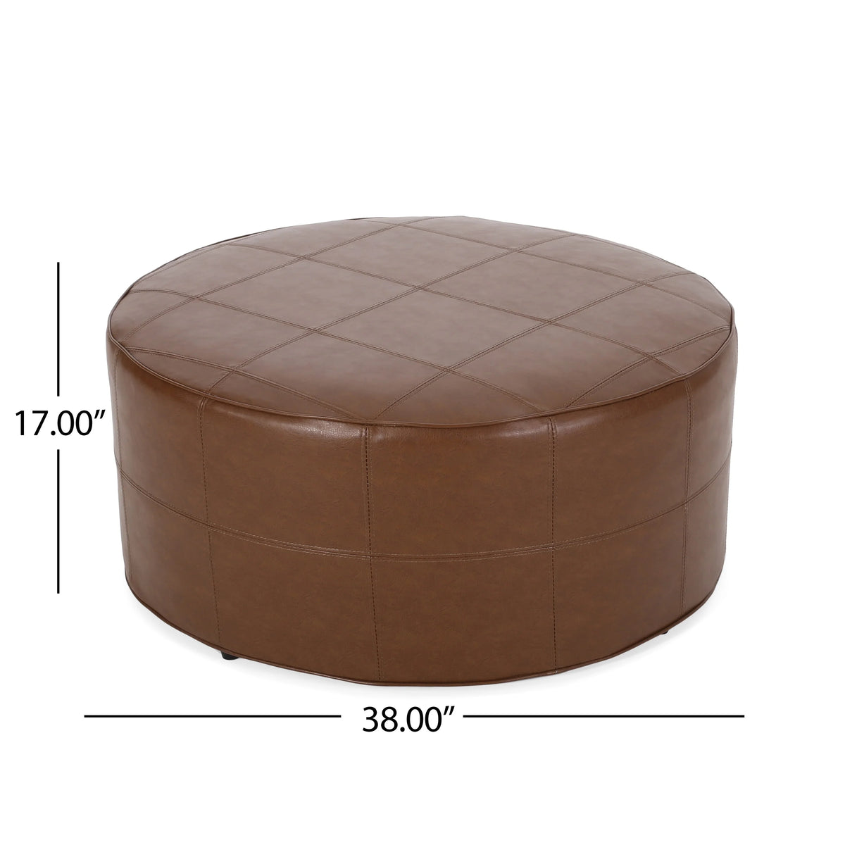 Cognac Brown Large Faux Leather Ottoman S6328