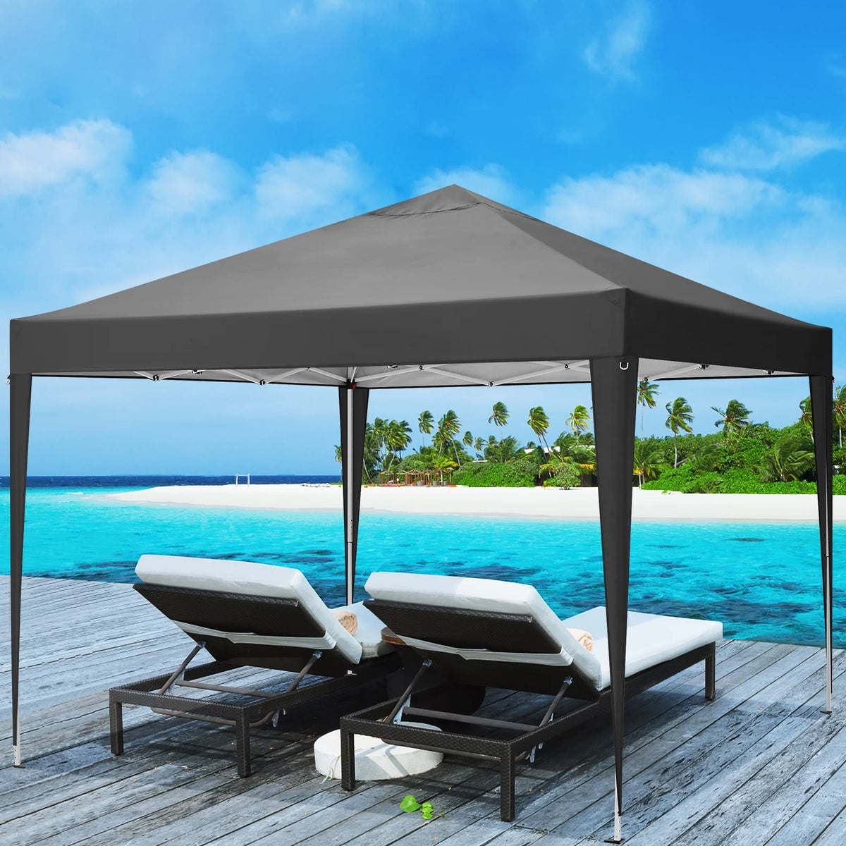 10 x 10 FT Black Pop-Up Canopy with Carrying Bag E2716