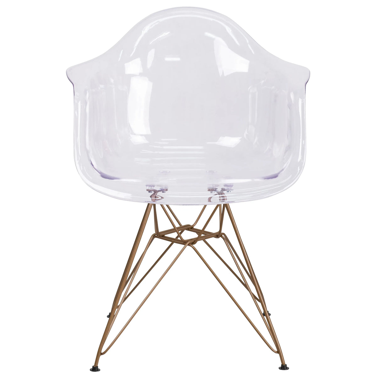 2 Pack Transparent Side Chair with Arms and Gold Base X51722