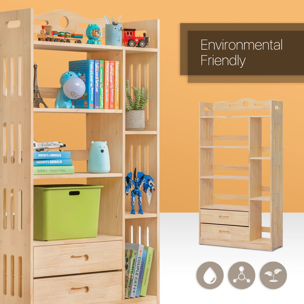 Wood 5 Tiers 2 Drawers Bookcase H42321