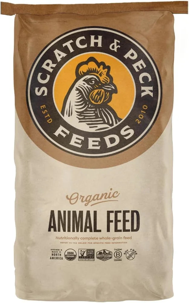 Organic Whole Grain Layer Feed + Corn 18% Protein Chicken and Duck Feed 40lb V755