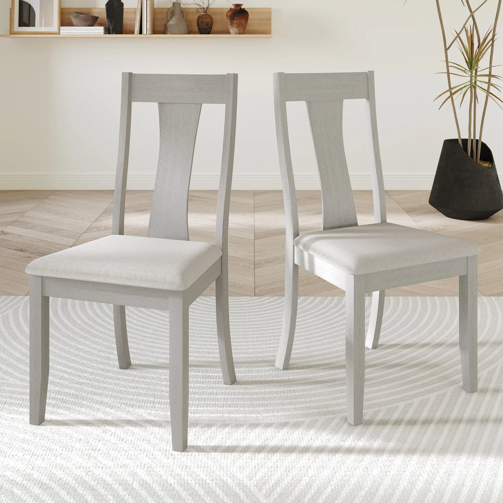Minimalist Wooden Dining Chair Set of 2 White Y23361