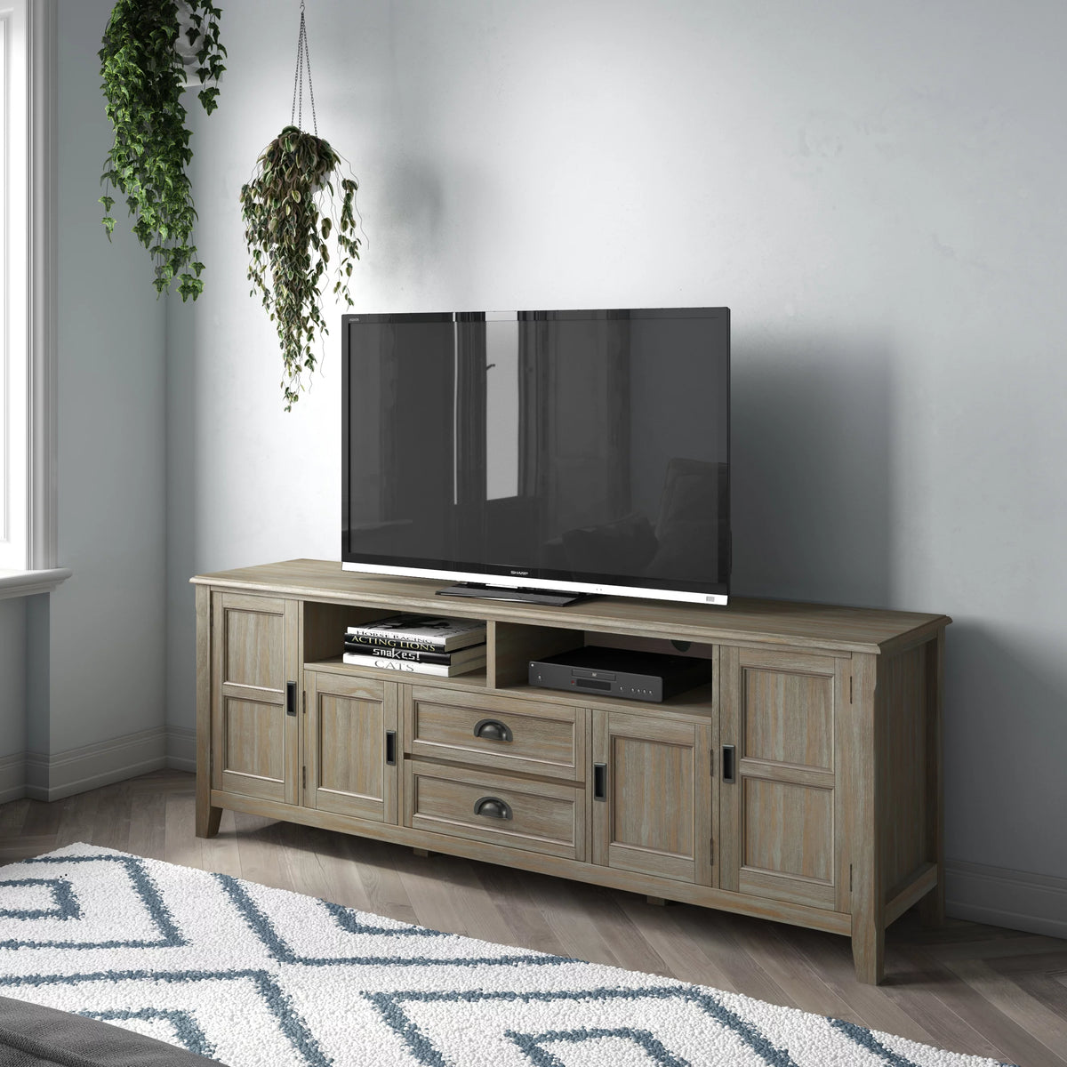 Gray Wood TV Media Stand R340