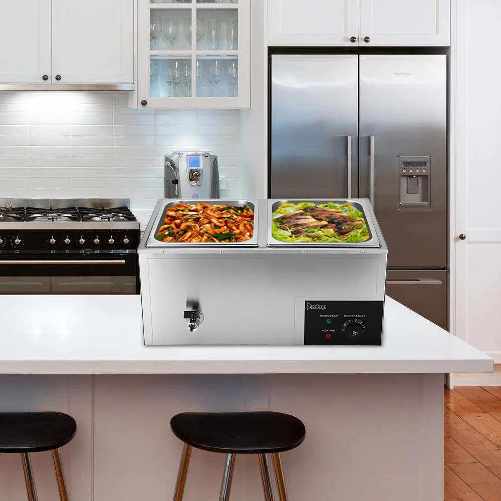 600W 2-Pan Stainless Steel Food Warmer F90252