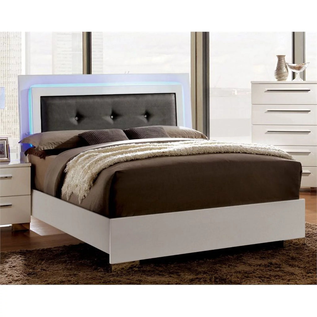 Glossy White Wood Bedroom Set King U298