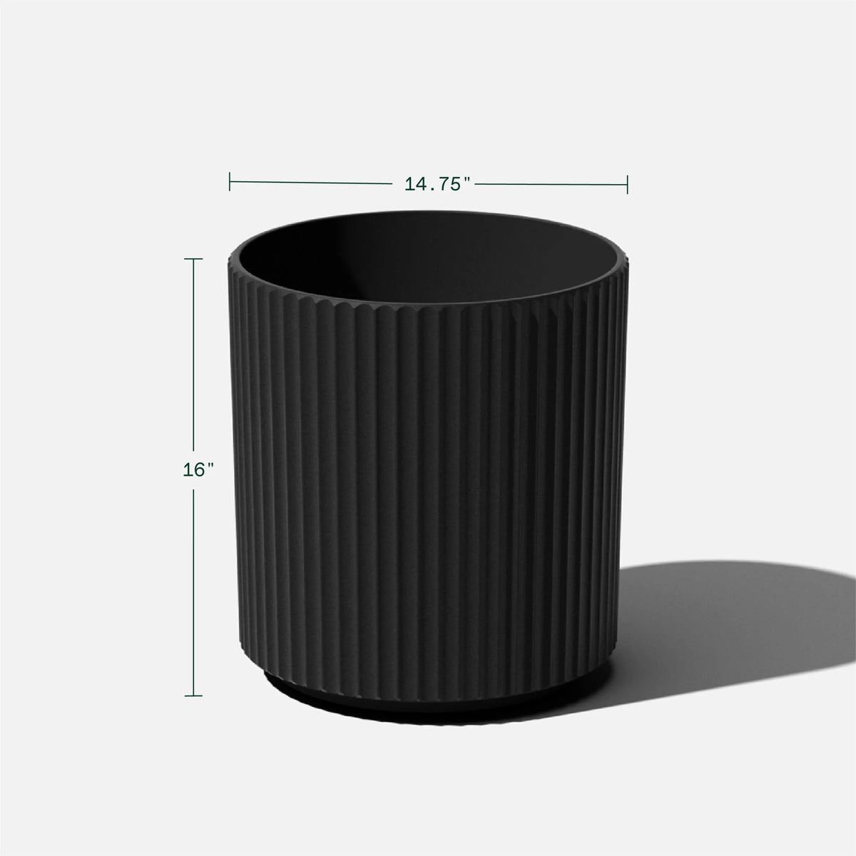 16" Plastic-Stone Planter Black B70182