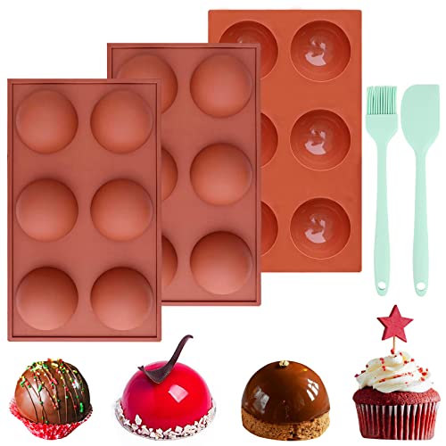 2.5 Inch Silicone Hot Chocolate Bomb Mold 3 Pack with Brush and Spatula A481838