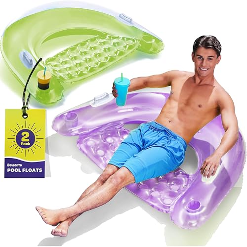 Inflatable Pool Float Chair with Cup Holders & Handles N40782
