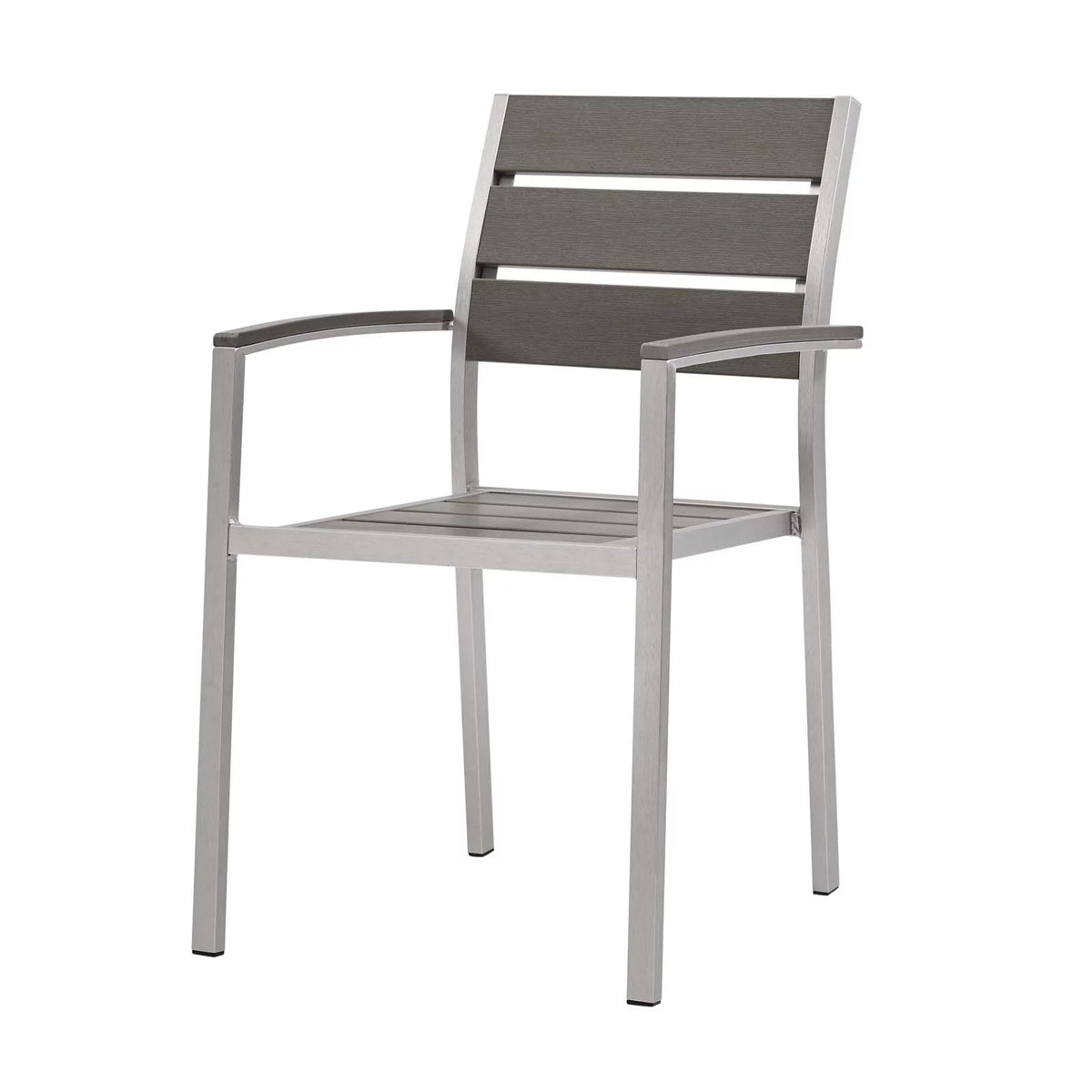 Silver Grey Aluminum Dining Chair Set of 2 I739
