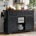 Black Rolling Kitchen Island with Drop Leaf L891
