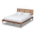 Full Size Wood Rattan Platform Bed B694586