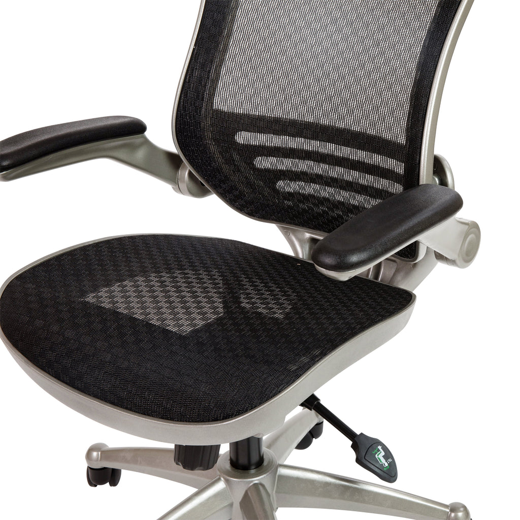 Mid-Back Transparent Black Mesh Executive Swivel Office Chair with Flip-Up Arms X756338
