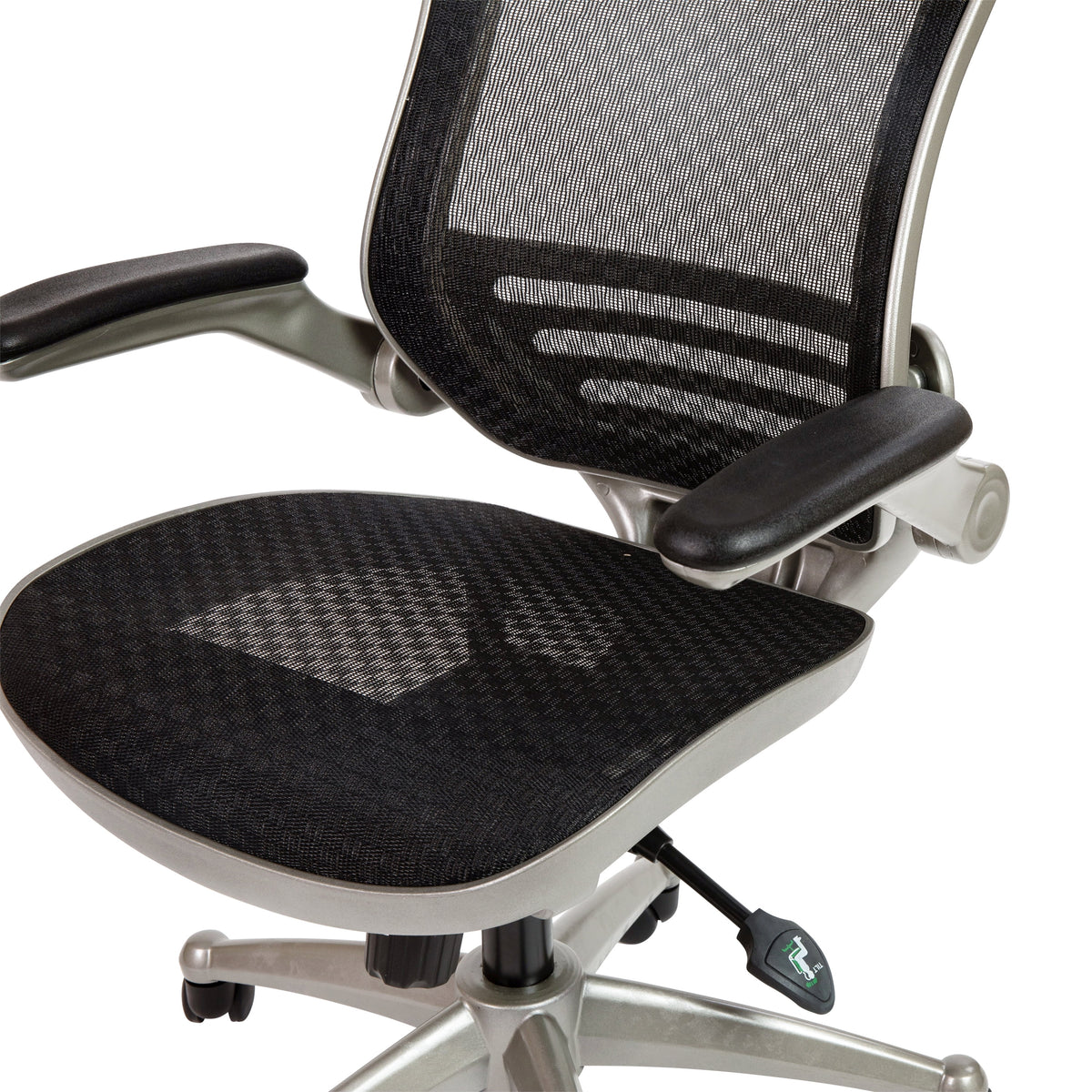 Mid-Back Transparent Black Mesh Executive Swivel Office Chair with Flip-Up Arms X756338