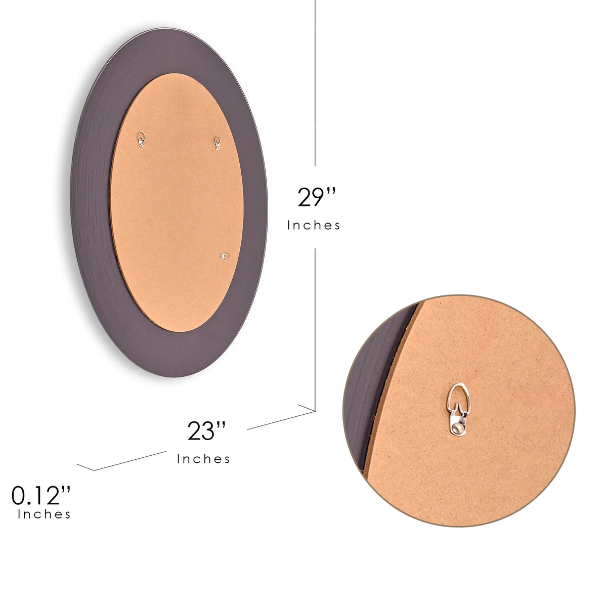 Charcoal Framed Oval Wall Vanity Mirror 23" x 29" W9914