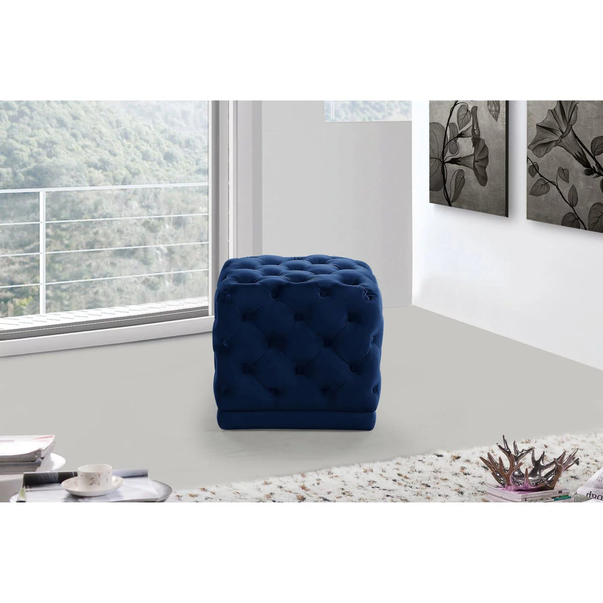 Cream Velvet Ottoman/Stool G963441
