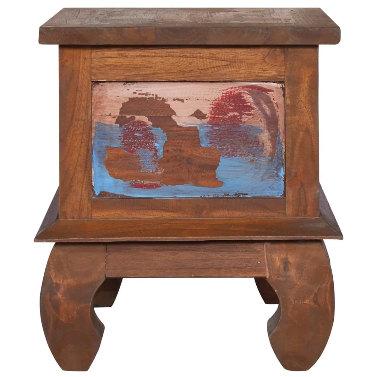 Reclaimed Teak Wood Bedside Cabinet with Storage Drawer K56723