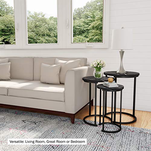 Set of 3 Round Faux Marble Nesting Tables S7446