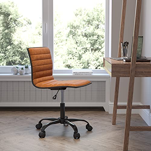 White Ribbed Upholstered Vinyl Swivel Desk Chair U678