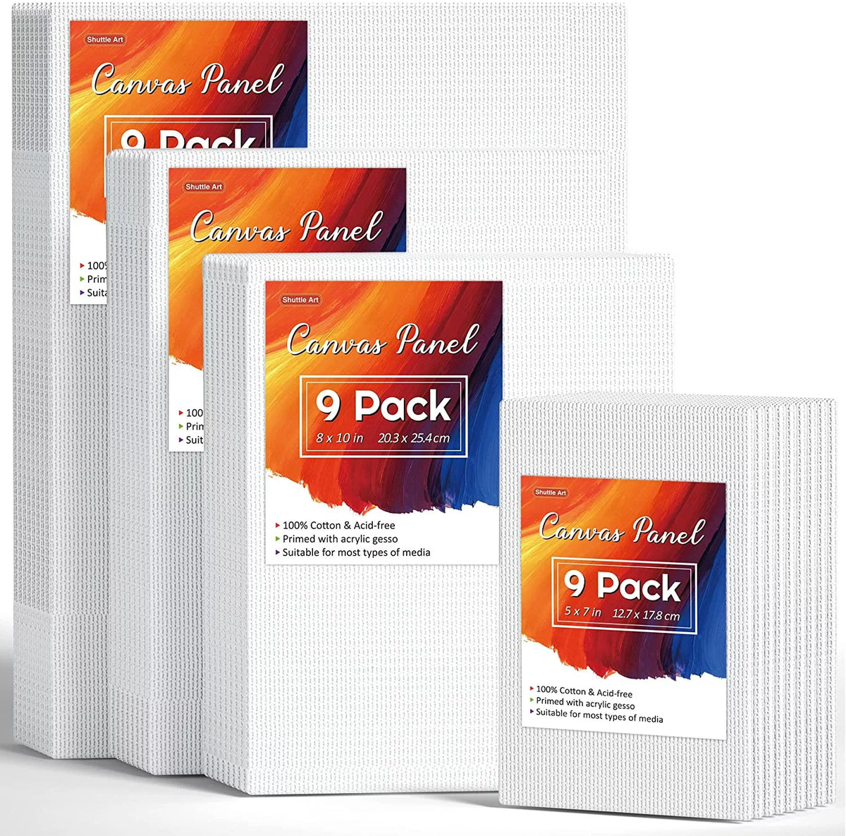 Painting Canvas Panel, 36 Multi Pack, 100% Cotton White K553126