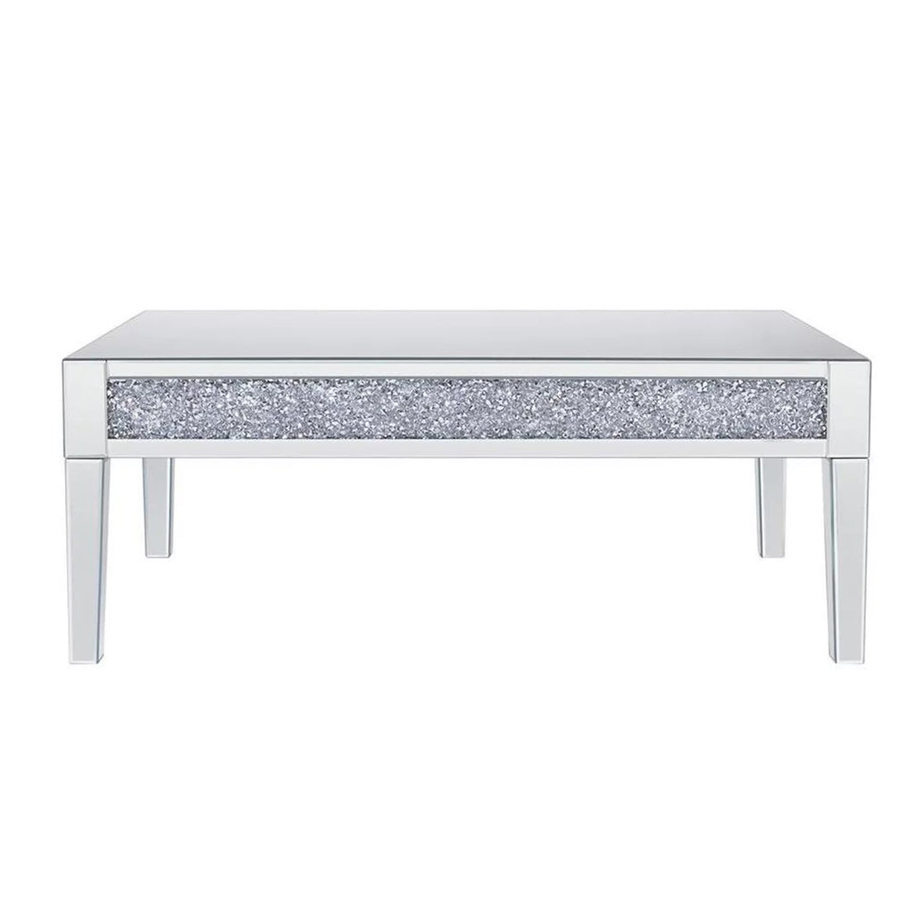 Wood and Mirror Coffee Table with Faux Crystals Inlay L104