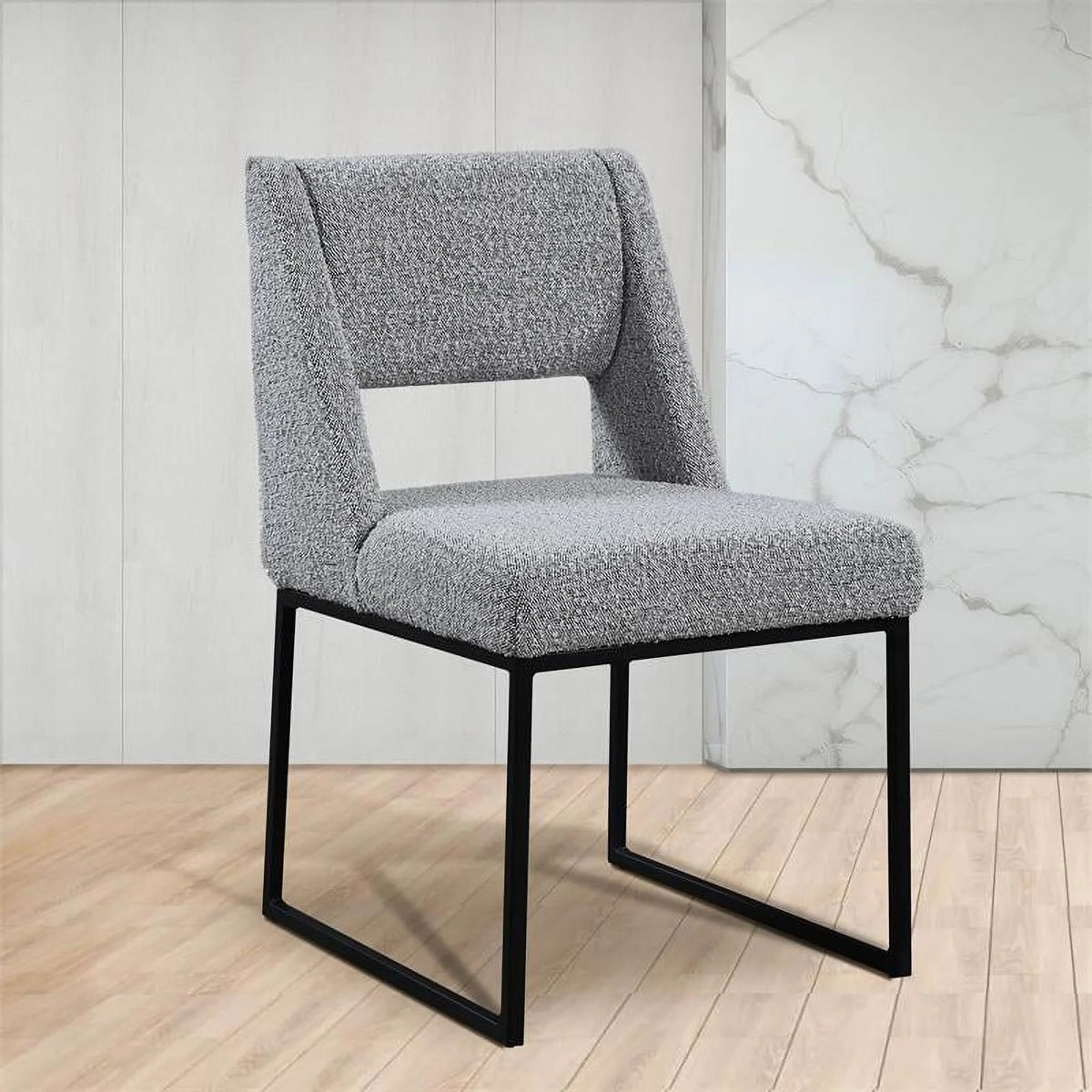 Grey Boucle Fabric Dining Chair Z388825