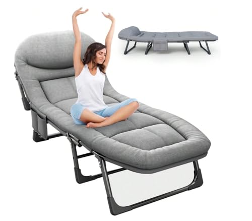 Portable Folding Camping Cot with Pillow Adjustable Backrest Z936668