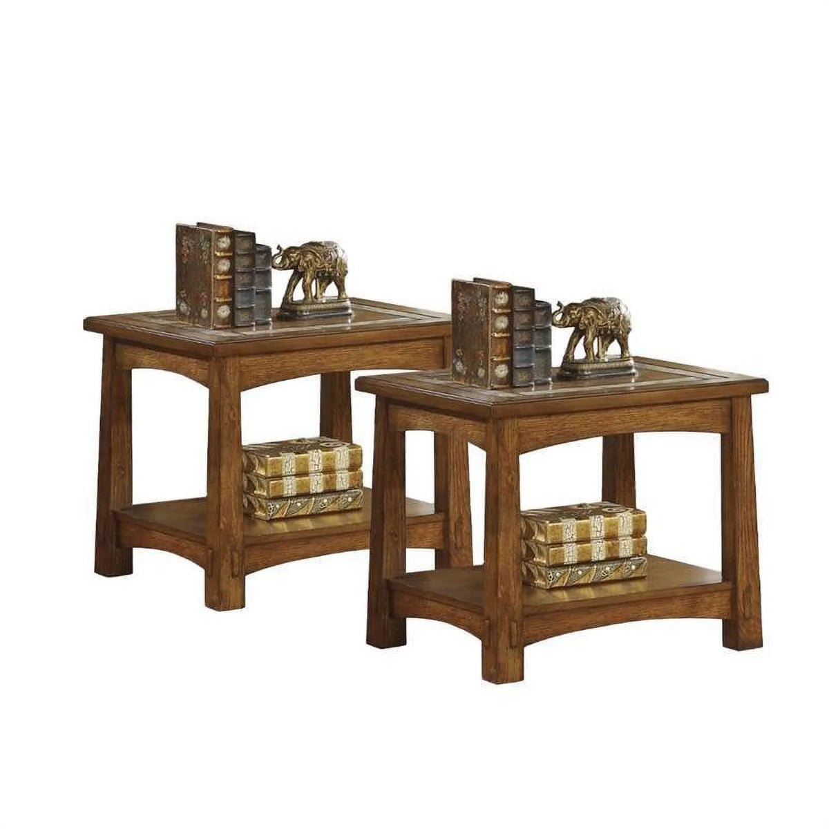 Oak Side End Table Set of 2 Z600