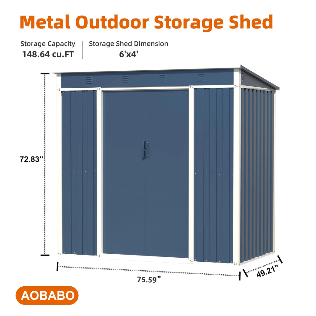 Blue White Metal Outdoor Storage Shed Q9499