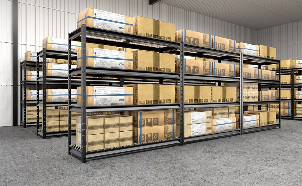 4-Tier Black Metal Heavy Duty Adjustable Shelving Unit C37633