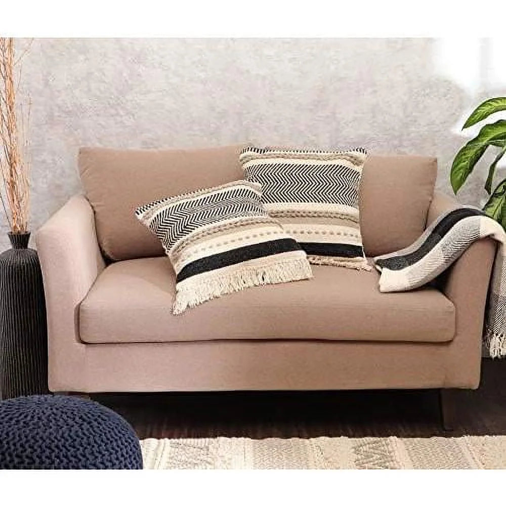 Handmade Boho Throw Pillow Covers Set Of 2 18"X18" Black C98720