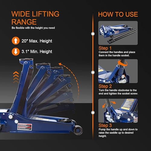Blue 2.5 Ton Hydraulic Low Profile Floor Jack X6388