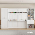 Queen Size Murphy Bed with Desk and Storage Drawers White Y389112