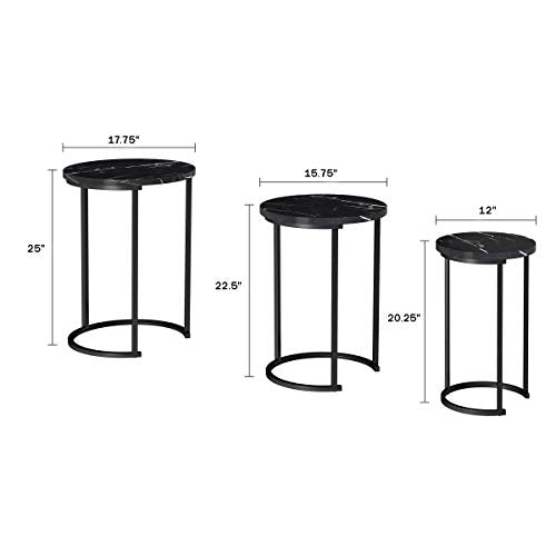Set of 3 Round Faux Marble Nesting Tables S7446