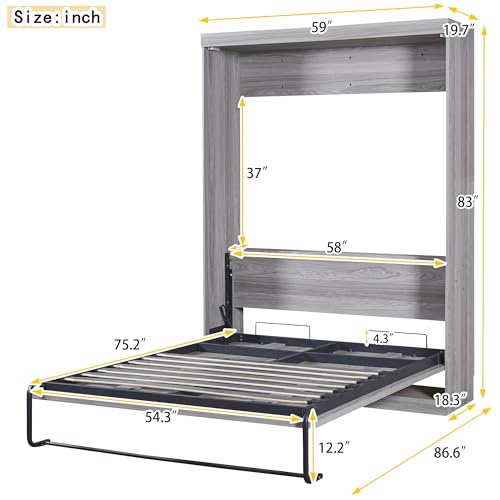 Full Size Gray Murphy Bed X356