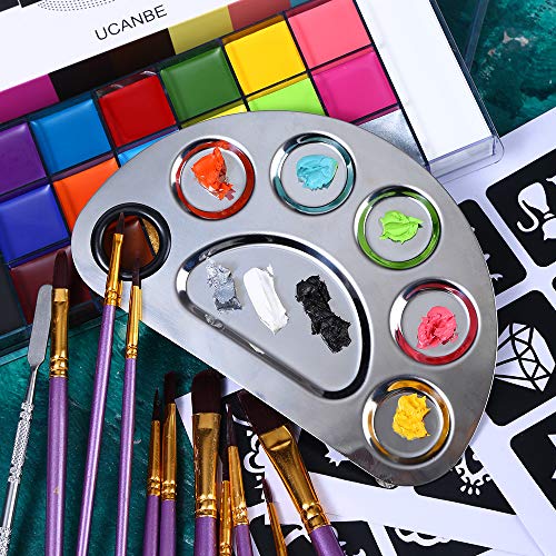 20 Colors Face Body Paint Oil Makeup Set with Mixing Palette and Brushes B474