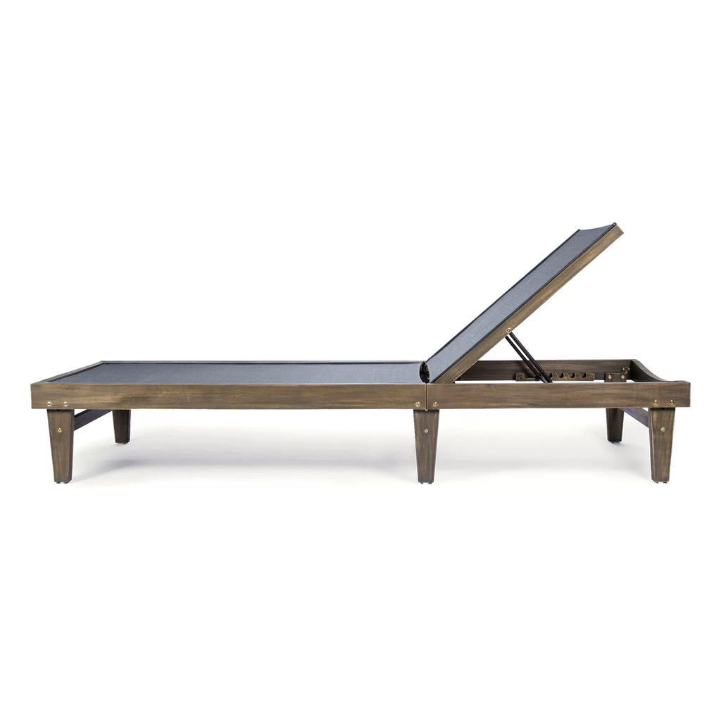 Gray Acacia Wood Mesh Chaise Lounge Y138596