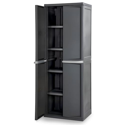 4 Shelf Lockable Plastic Storage Cabinet K22985