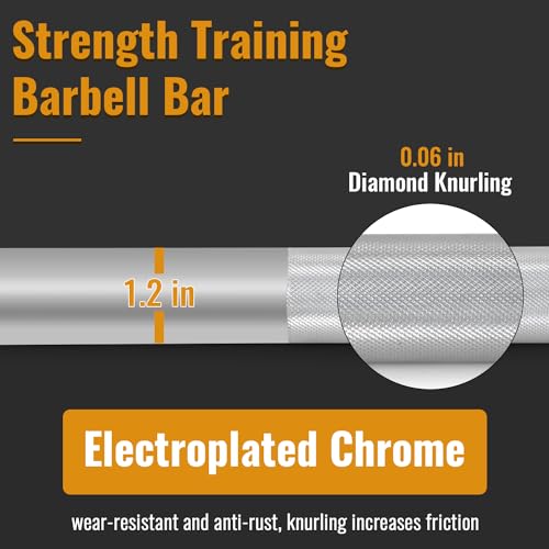 7Ft Olympic Barbell 700lbs Capacity Chrome 2Inch Diameter U8291